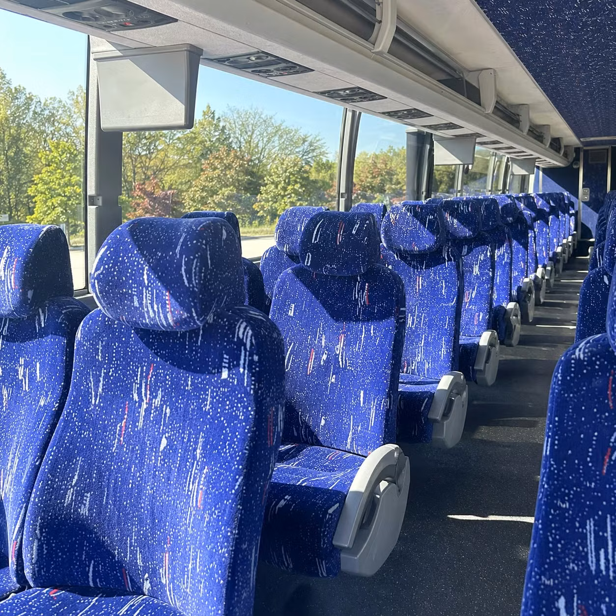 long beach charter bus rental interior